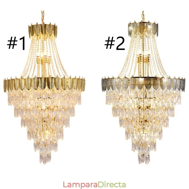 Lámpara colgante de cristal cónico, llamativa lámpara de techo decorativa dúplex