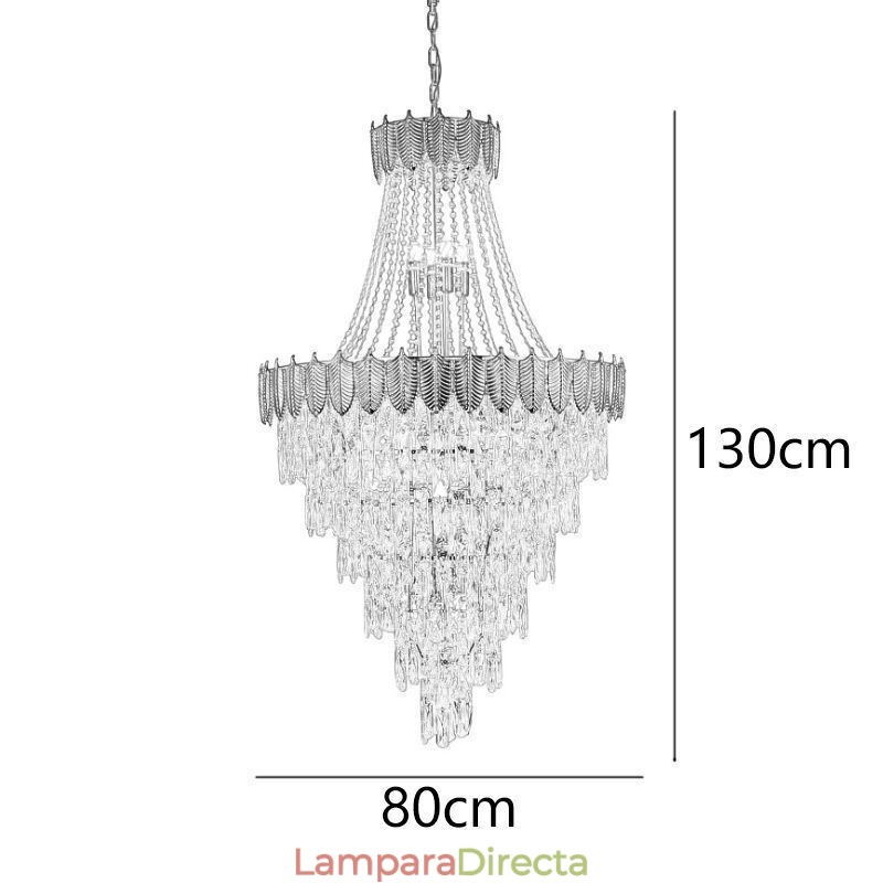 Lámpara colgante de cristal cónico, llamativa lámpara de techo decorativa dúplex