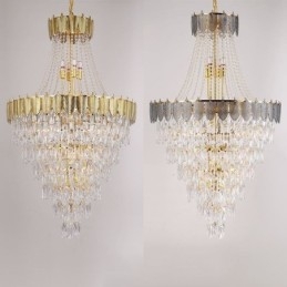 Lámpara colgante de cristal cónico, llamativa lámpara de techo decorativa dúplex