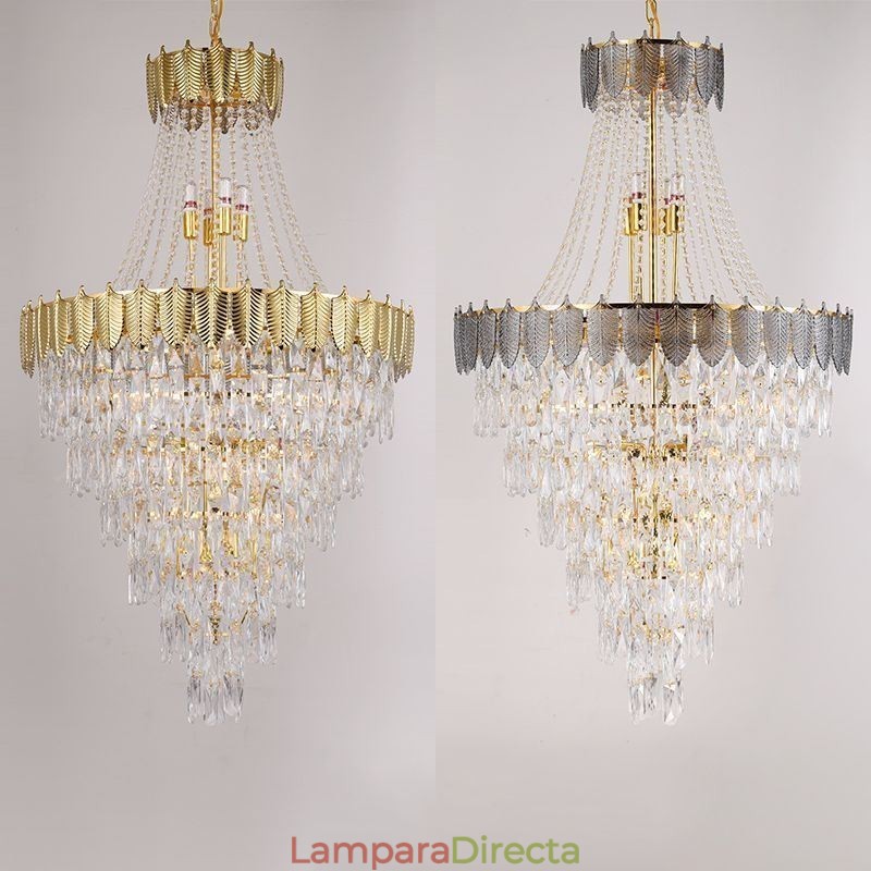Lámpara colgante de cristal cónico, llamativa lámpara de techo decorativa dúplex