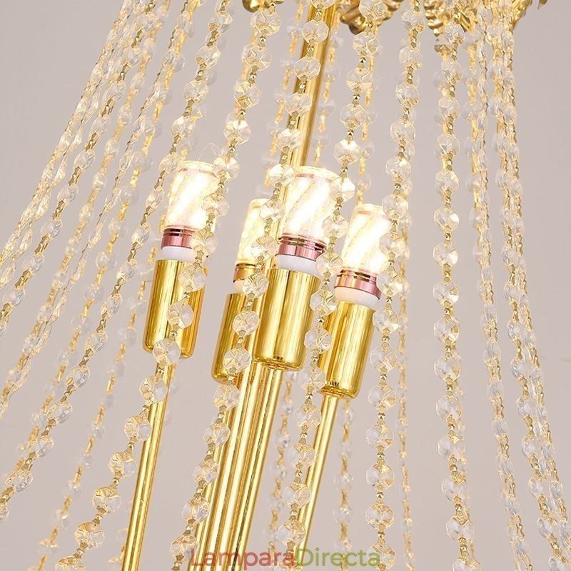 Lámpara colgante de cristal cónico, llamativa lámpara de techo decorativa dúplex
