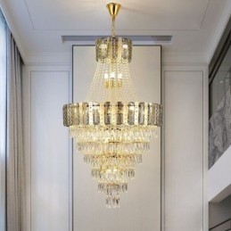 Lámpara colgante de cristal cónico, exquisita lámpara de techo decorativa dúplex