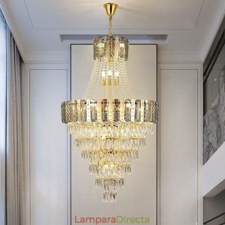 Lámpara colgante de cristal cónico, exquisita lámpara de techo decorativa dúplex Lámpara colgante de cristal cónico, exquisita lámpara de techo decorativa dúplex