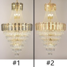 Lámpara colgante de cristal cónico, exquisita lámpara de techo decorativa dúplex