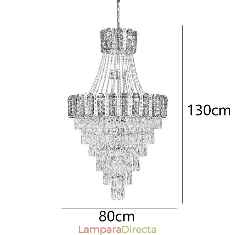 Lámpara colgante de cristal cónico, exquisita lámpara de techo decorativa dúplex
