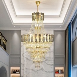 Lámpara colgante de cristal cónico, exquisita lámpara de techo decorativa dúplex