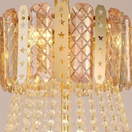 Lámpara colgante de cristal cónico, exquisita lámpara de techo decorativa dúplex