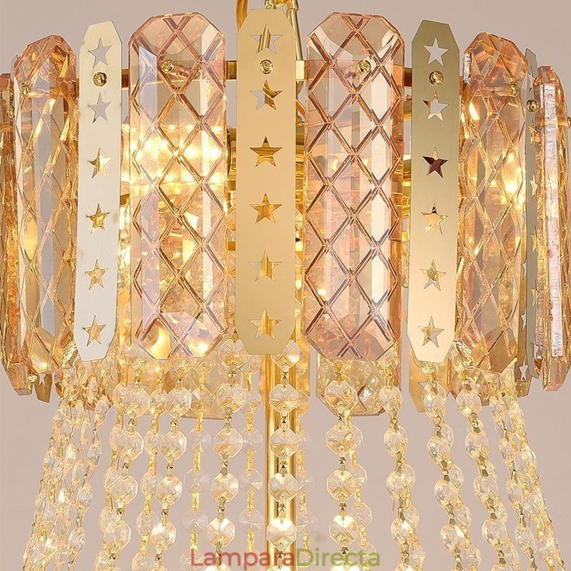Lámpara colgante de cristal cónico, exquisita lámpara de techo decorativa dúplex