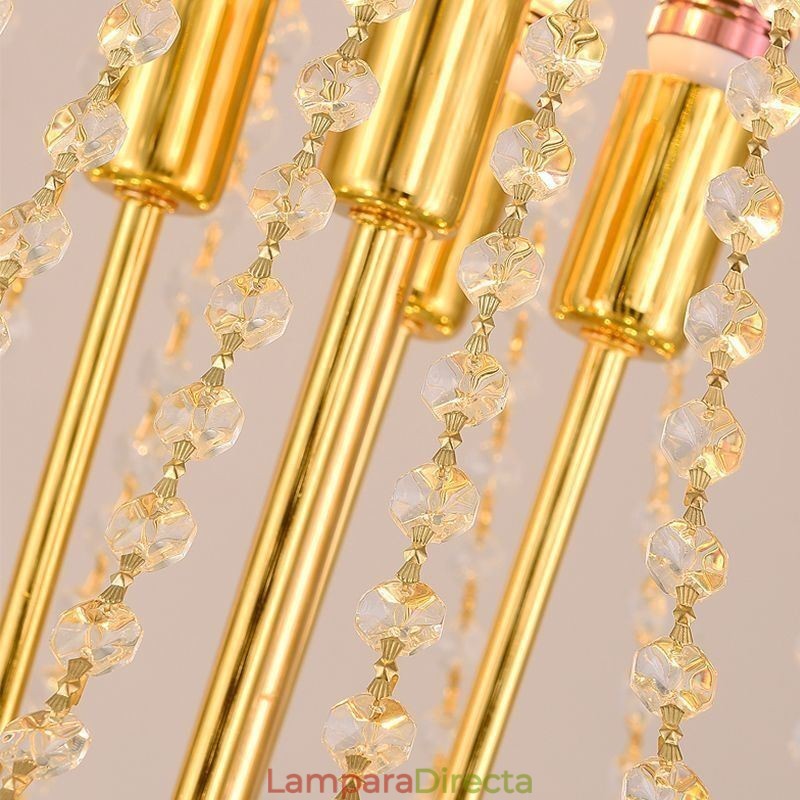 Lámpara colgante de cristal cónico, exquisita lámpara de techo decorativa dúplex