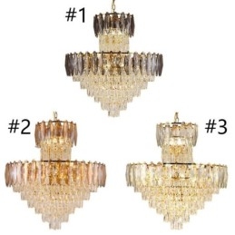 Lámpara colgante de cristal cónico, luz de techo decorativa dúplex de 80 cm