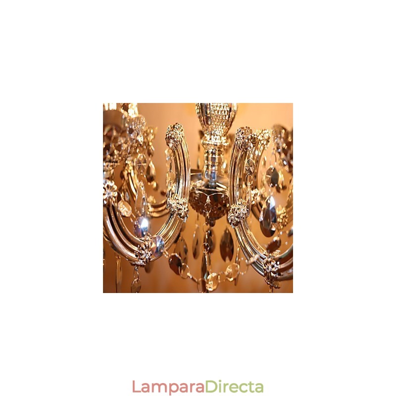 Lámpara de araña moderna de cristal acrílico plateado con 5 luces
