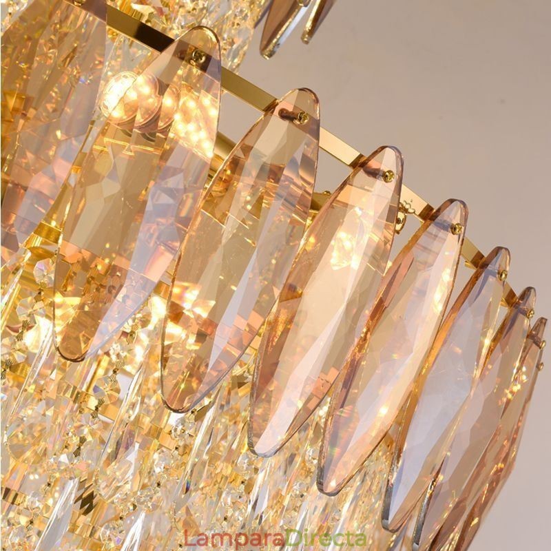 Lámpara colgante de cristal cónico, luz de techo decorativa dúplex de 80 cm