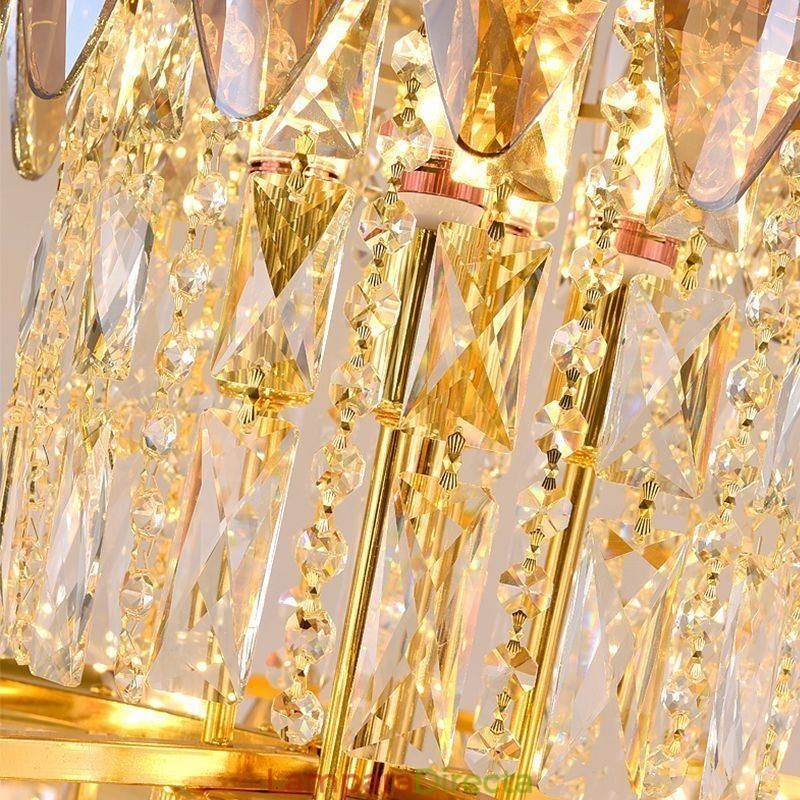 Lámpara colgante de cristal cónico, luz de techo decorativa dúplex de 80 cm