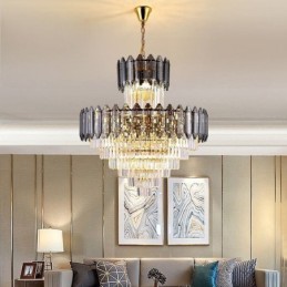 Lámpara colgante de cristal cónico, luz de techo decorativa dúplex