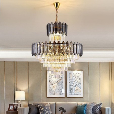 Lámpara colgante de cristal cónico, luz de techo decorativa dúplex Lámpara colgante de cristal cónico, luz de techo decorativa dúplex