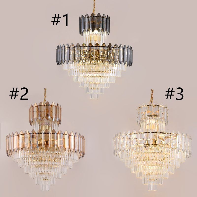 Lámpara colgante de cristal cónico, luz de techo decorativa dúplex