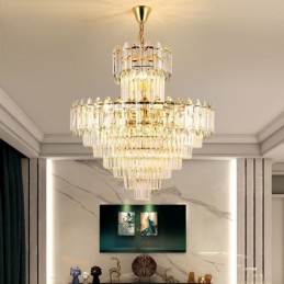 Lámpara colgante de cristal cónico, luz de techo decorativa dúplex