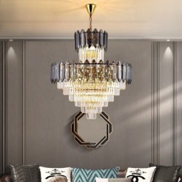 Lámpara colgante de cristal cónico, luz de techo decorativa dúplex