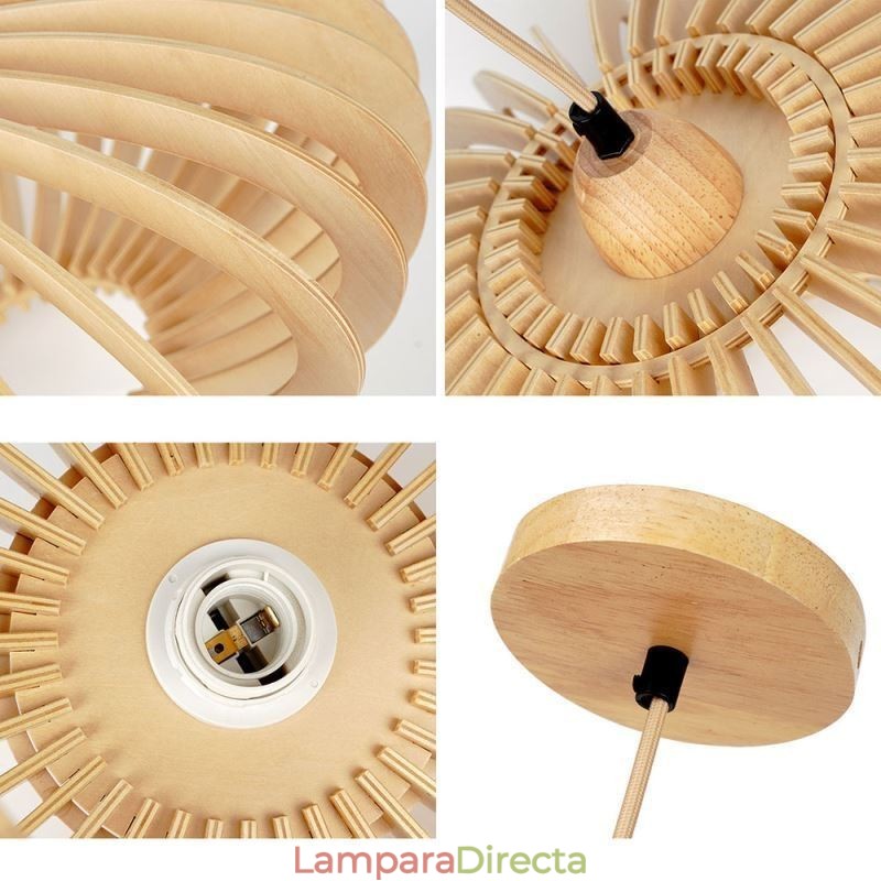 Lámpara de techo de madera de tilo con pantalla ovalada de 17 cm