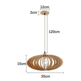 Lámpara de techo de madera de tilo con pantalla ovalada de 17 cm
