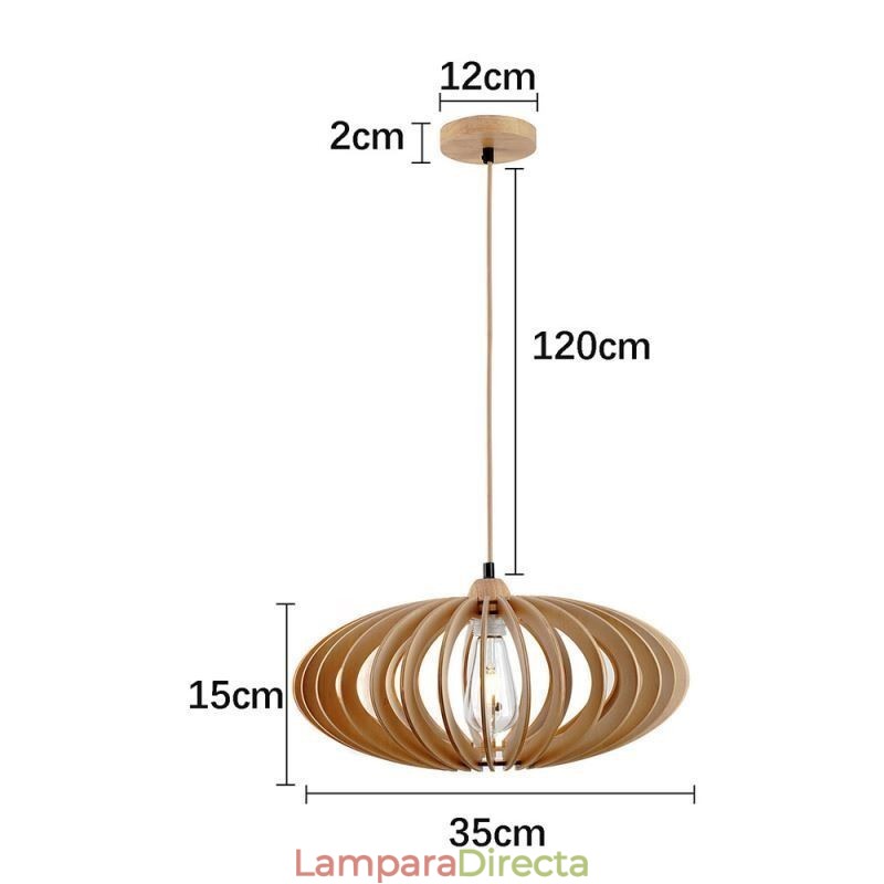 Lámpara de techo de madera de tilo con pantalla ovalada de 17 cm
