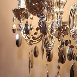 Lámpara de araña moderna de cristal acrílico plateado con 5 luces