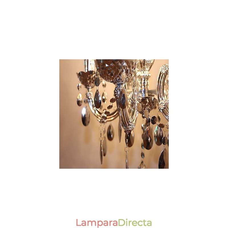 Lámpara de araña moderna de cristal acrílico plateado con 5 luces