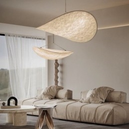 Lámpara de techo colgante de seda decorativa, luz blanca cálida