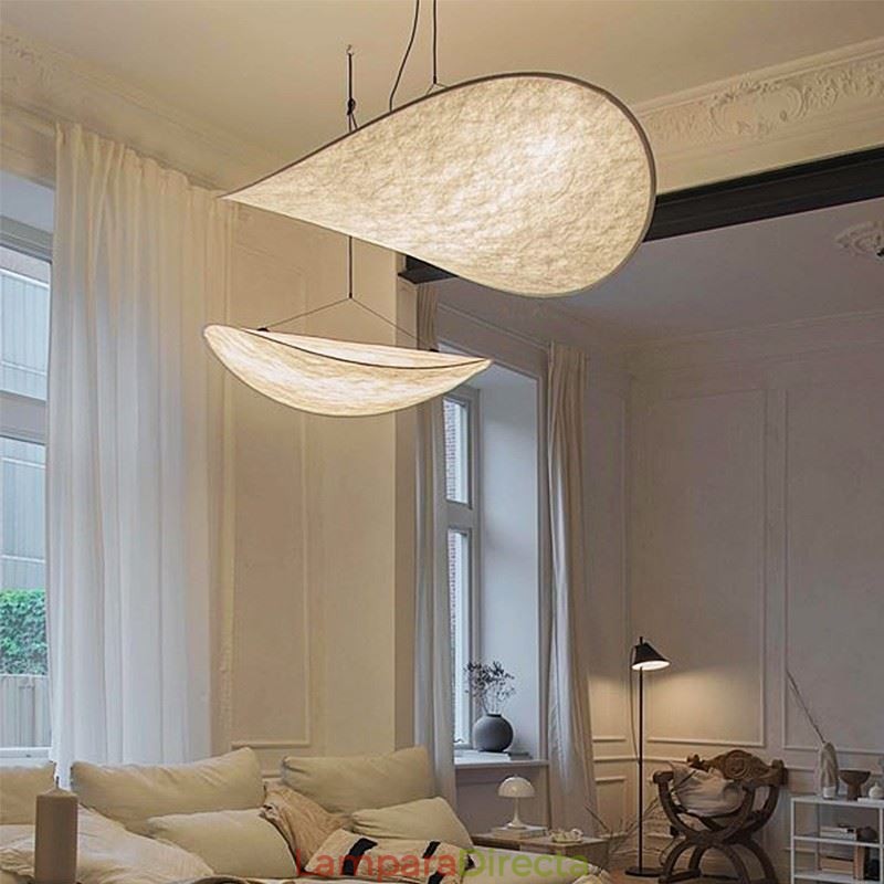 Lámpara de techo colgante de seda decorativa, luz blanca cálida