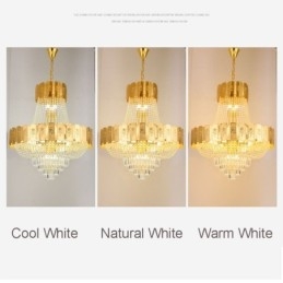 Lámpara colgante de cristal dorado, elegante y decorativa.