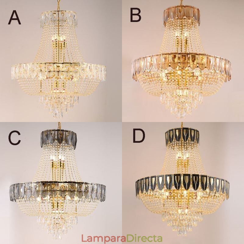 Lámpara colgante de cristal, lámpara de techo decorativa de lujo