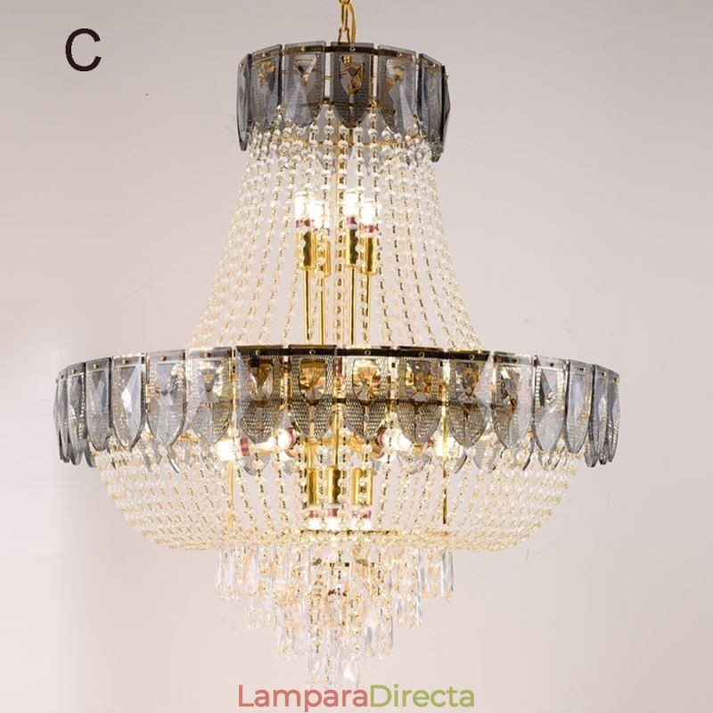 Lámpara colgante de cristal, lámpara de techo decorativa de lujo