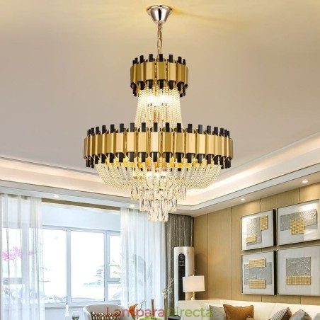 Lámpara colgante de cristal dorada de lujo, lámpara de techo decorativa Lámpara colgante de cristal dorada de lujo, lámpara de techo decorativa