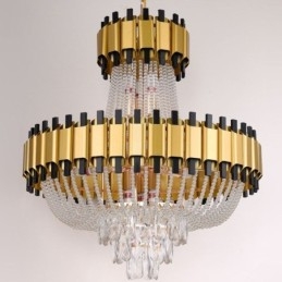 Lámpara colgante de cristal dorada de lujo, lámpara de techo decorativa