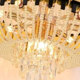 Lámpara colgante de cristal dorada de lujo, lámpara de techo decorativa