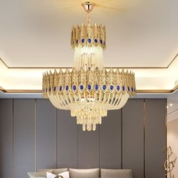 Lámpara colgante de cristal de lujo, lámpara de techo decorativa de 60 cm