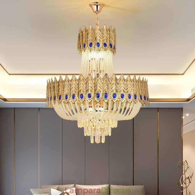 Lámpara colgante de cristal de lujo, lámpara de techo decorativa de 60 cm