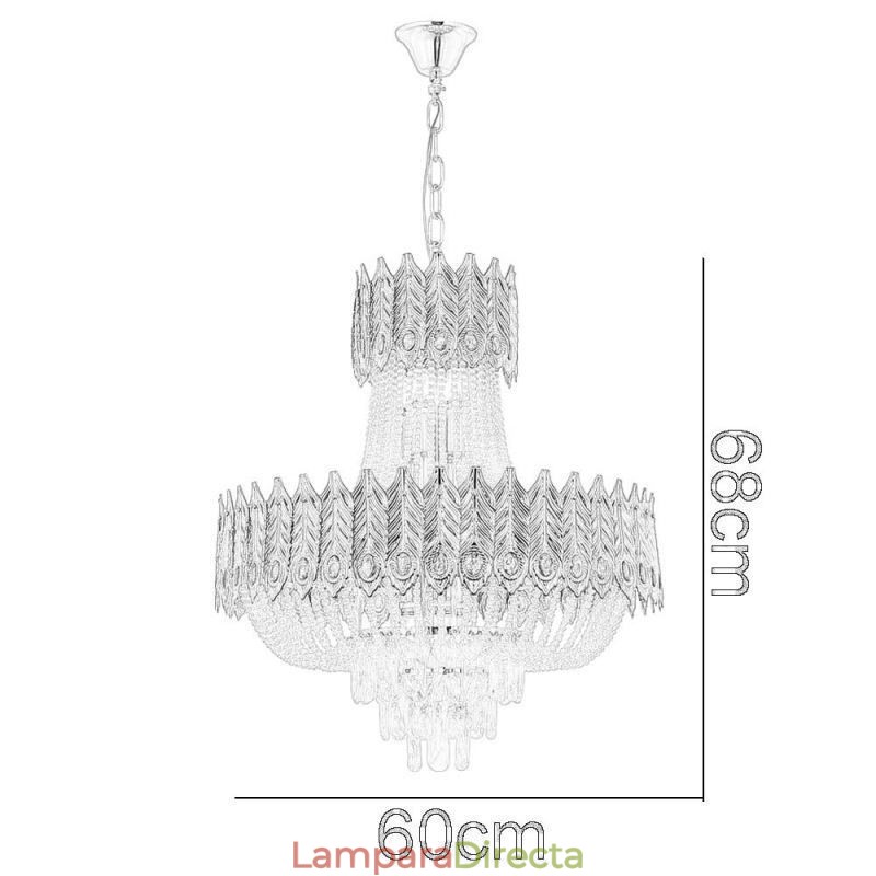 Lámpara colgante de cristal de lujo, lámpara de techo decorativa de 60 cm