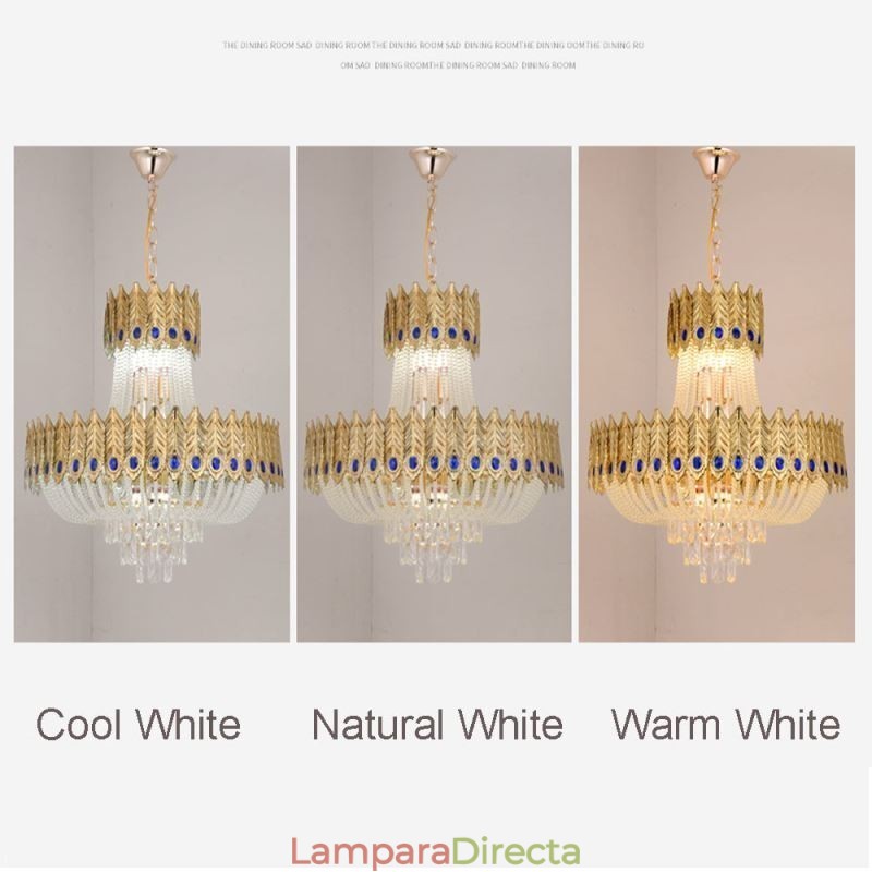 Lámpara colgante de cristal de lujo, lámpara de techo decorativa de 60 cm