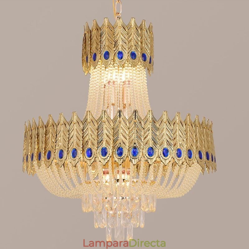 Lámpara colgante de cristal de lujo, lámpara de techo decorativa de 60 cm