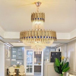 Lámpara colgante de cristal de lujo, lámpara de techo decorativa de 60 cm