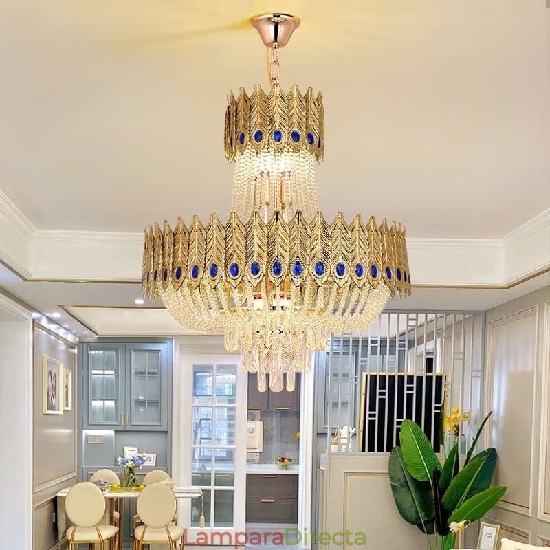 Lámpara colgante de cristal de lujo, lámpara de techo decorativa de 60 cm