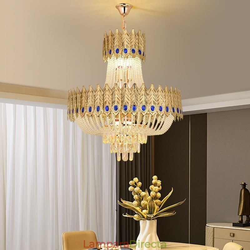 Lámpara colgante de cristal de lujo, lámpara de techo decorativa de 60 cm