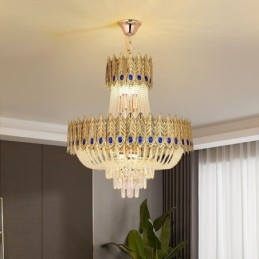 Lámpara colgante de cristal de lujo, lámpara de techo decorativa de 60 cm