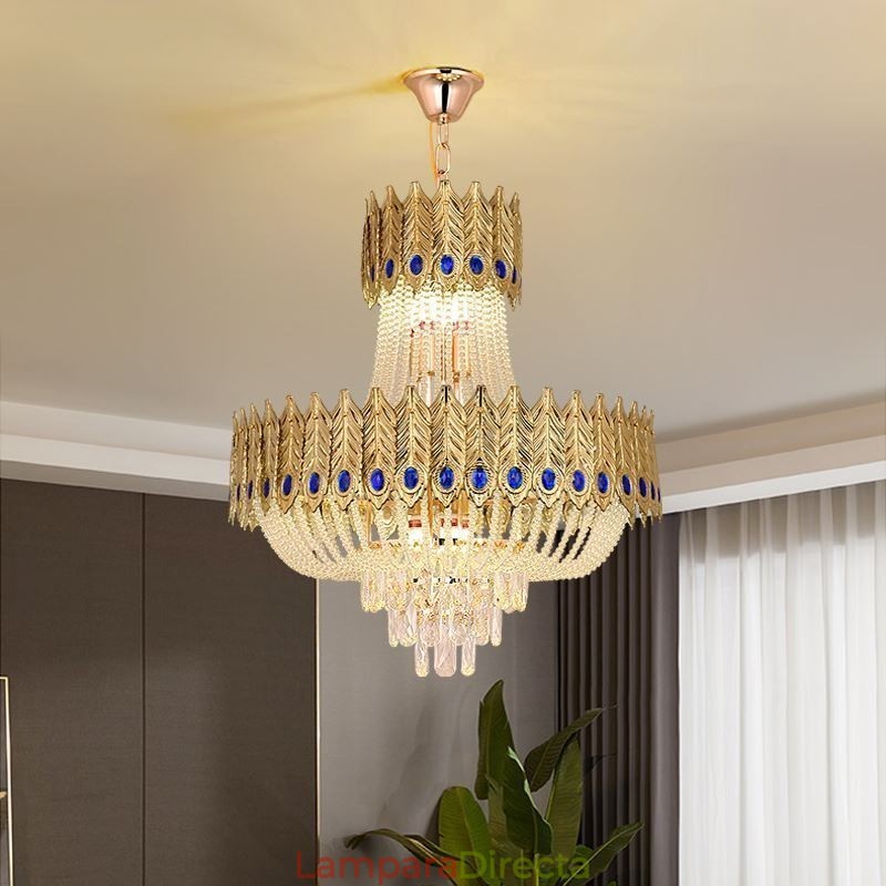 Lámpara colgante de cristal de lujo, lámpara de techo decorativa de 60 cm