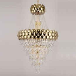Lámpara colgante de cristal galvanizado dorado dúplex de lujo decorativa de 80 cm