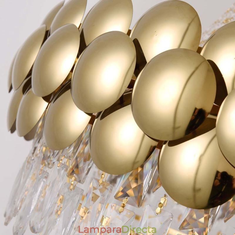 Lámpara colgante de cristal galvanizado dorado dúplex de lujo decorativa de 80 cm