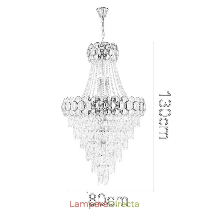 Lámpara colgante de cristal galvanizado dorado dúplex de lujo decorativa de 80 cm