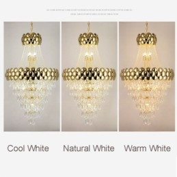 Lámpara colgante de cristal galvanizado dorado dúplex de lujo decorativa de 80 cm