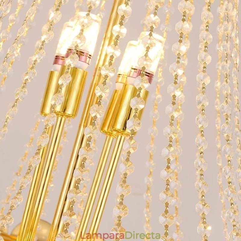 Lámpara colgante de cristal galvanizado dorado dúplex de lujo decorativa de 80 cm